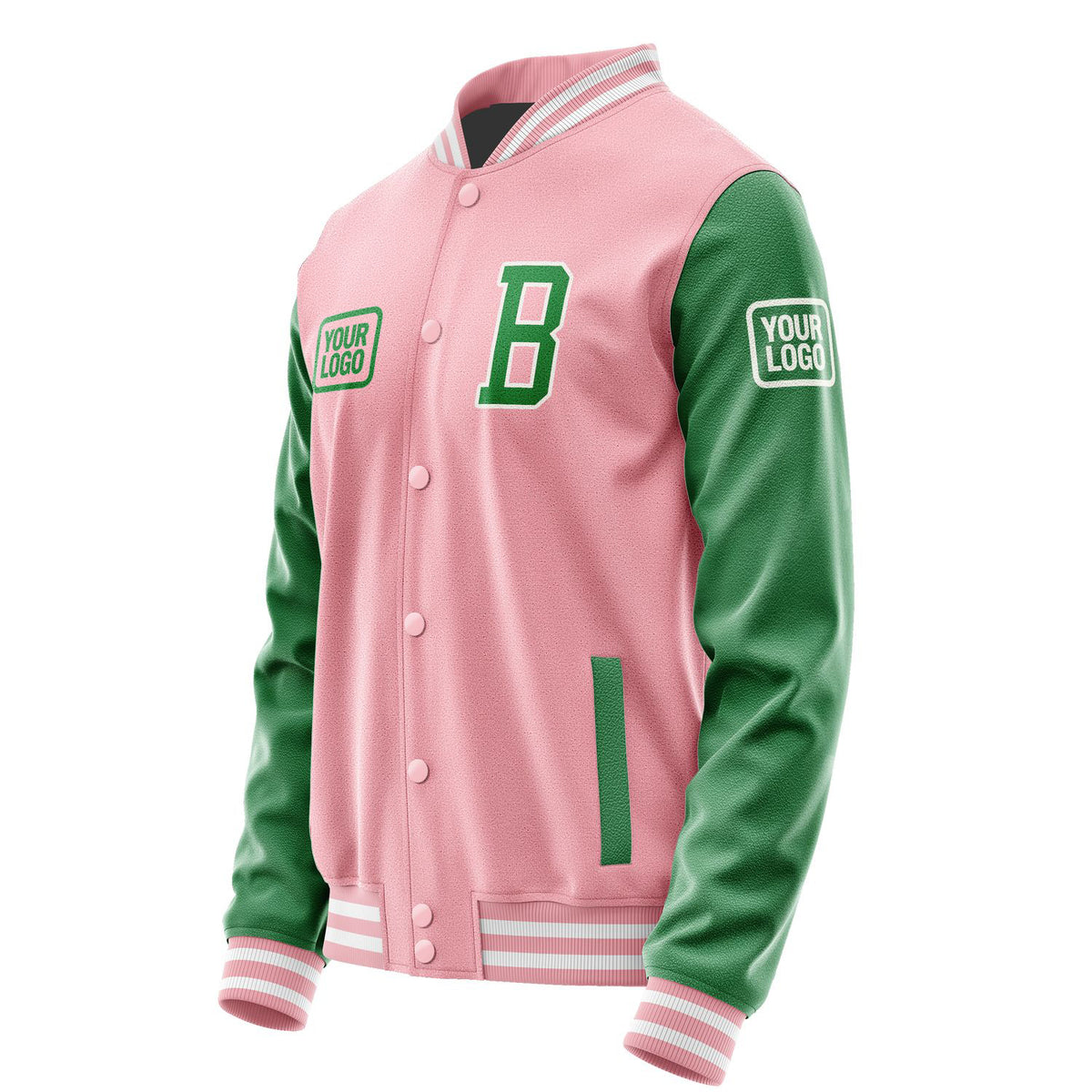 Custom Light Pink Emerald Green Jacket JA212124211818242418