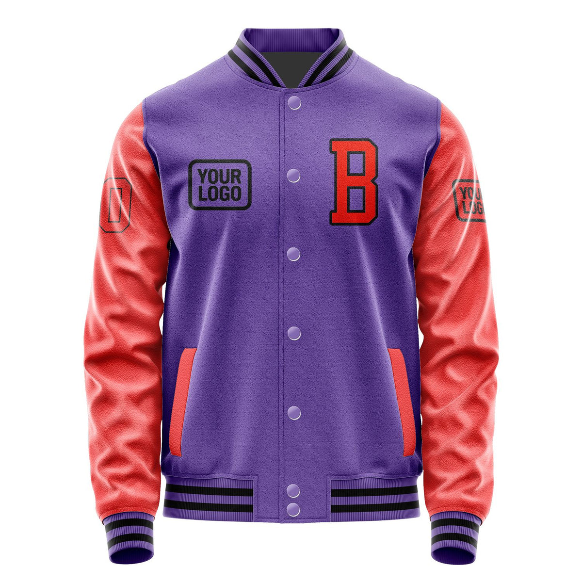 Custom Light Purple Orange Red Jacket JA232312231717121217