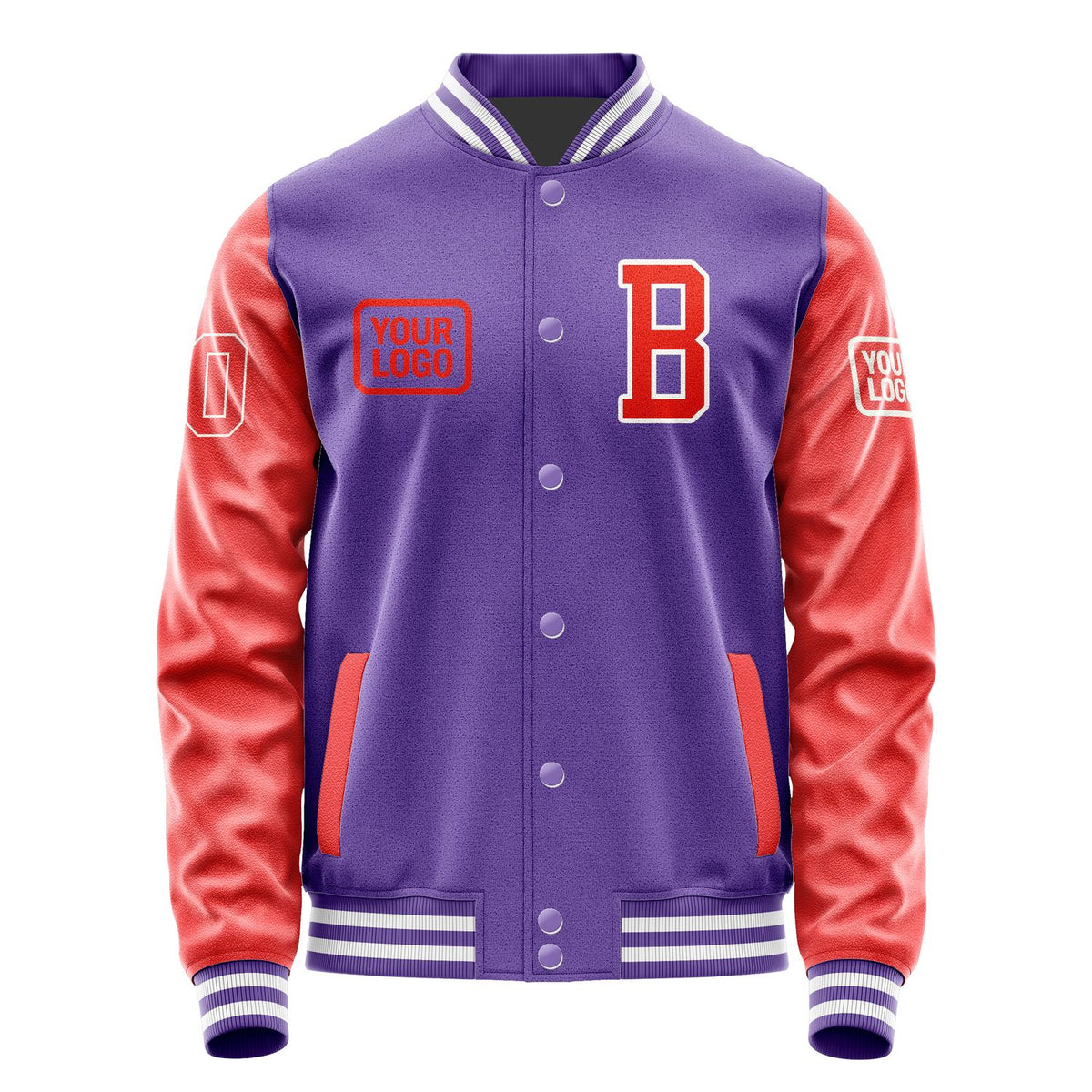 Custom Light Purple Orange Red Jacket JA232312231818121218