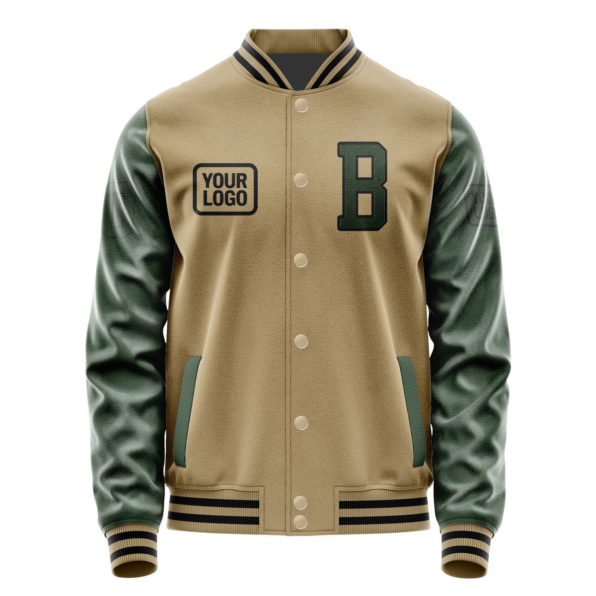 Custom Light Khaki Dark Green Jacket JA252506251717060617