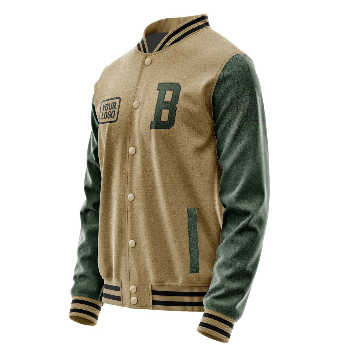 Custom Light Khaki Dark Green Jacket JA252506251717060617