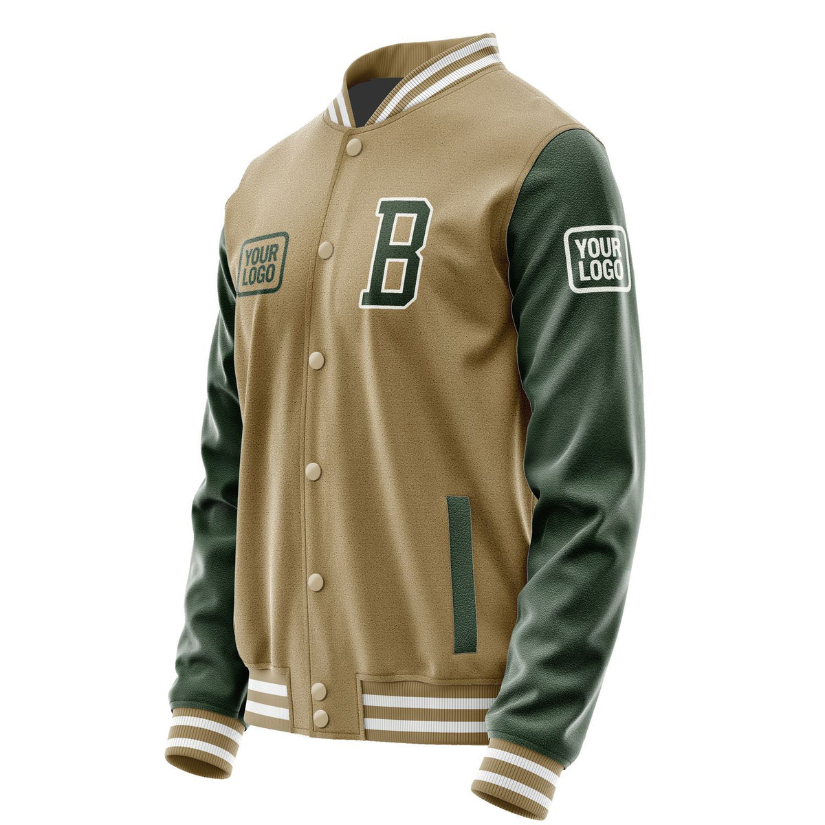 Custom Light Khaki Dark Green Jacket JA252506251818060618