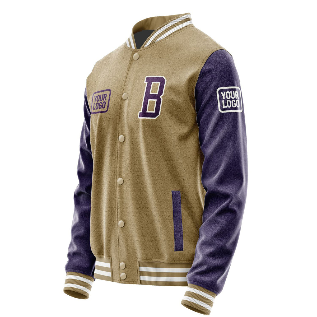 Custom Light Khaki Purple Jacket JA252507251818070718