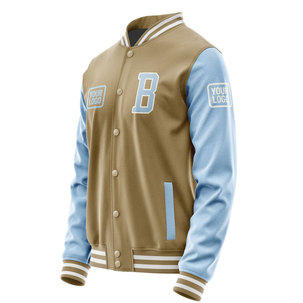 Custom Light Khaki Light Blue Jacket JA252508251818080818