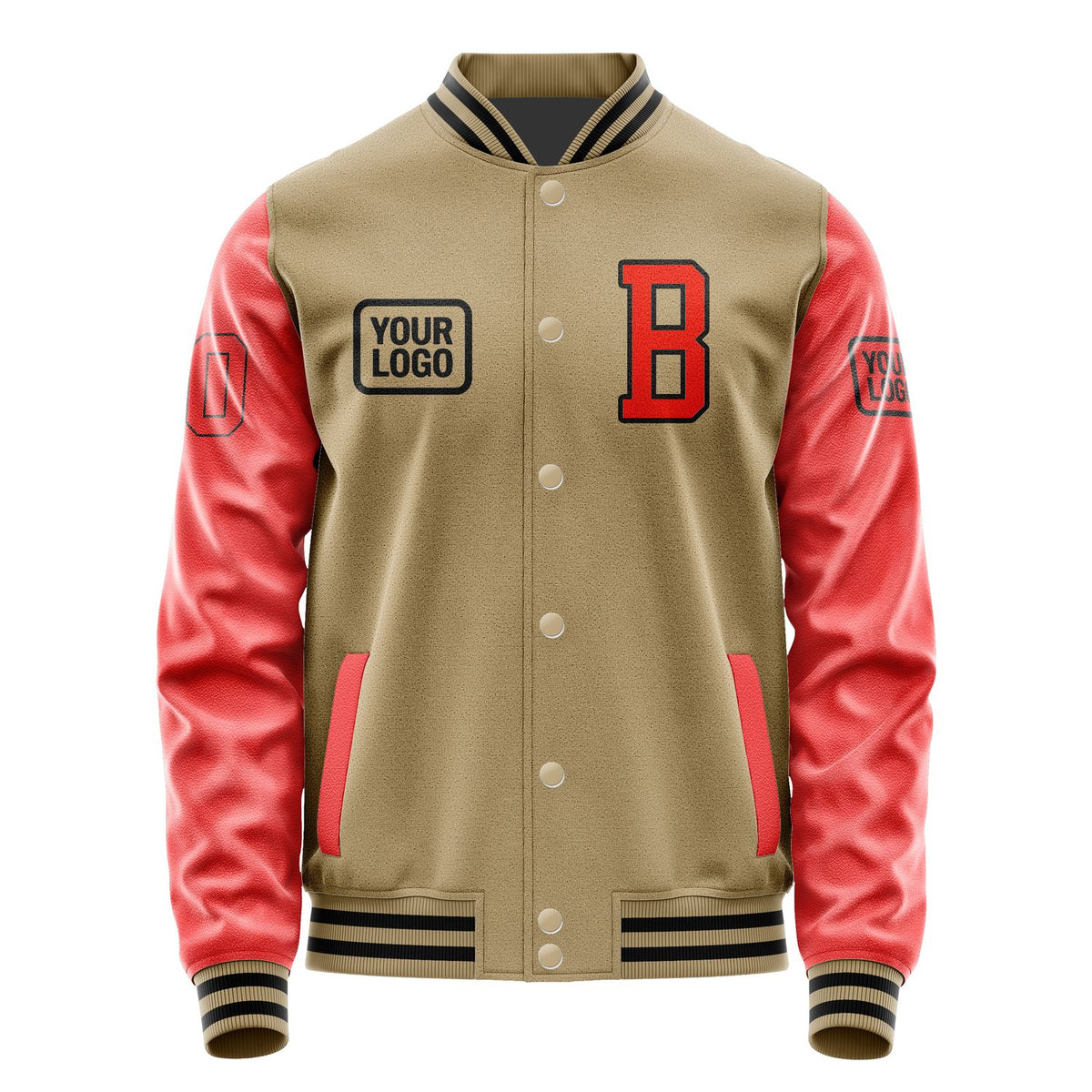 Custom Light Khaki Orange Red Jacket JA252512251717121217