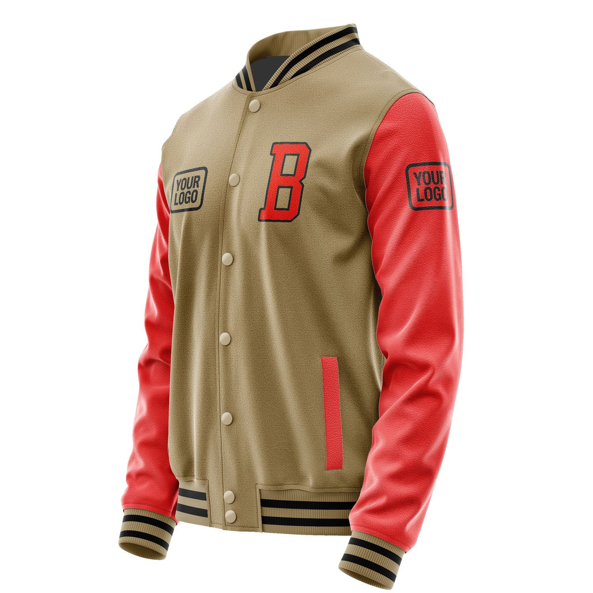 Custom Light Khaki Orange Red Jacket JA252512251717121217