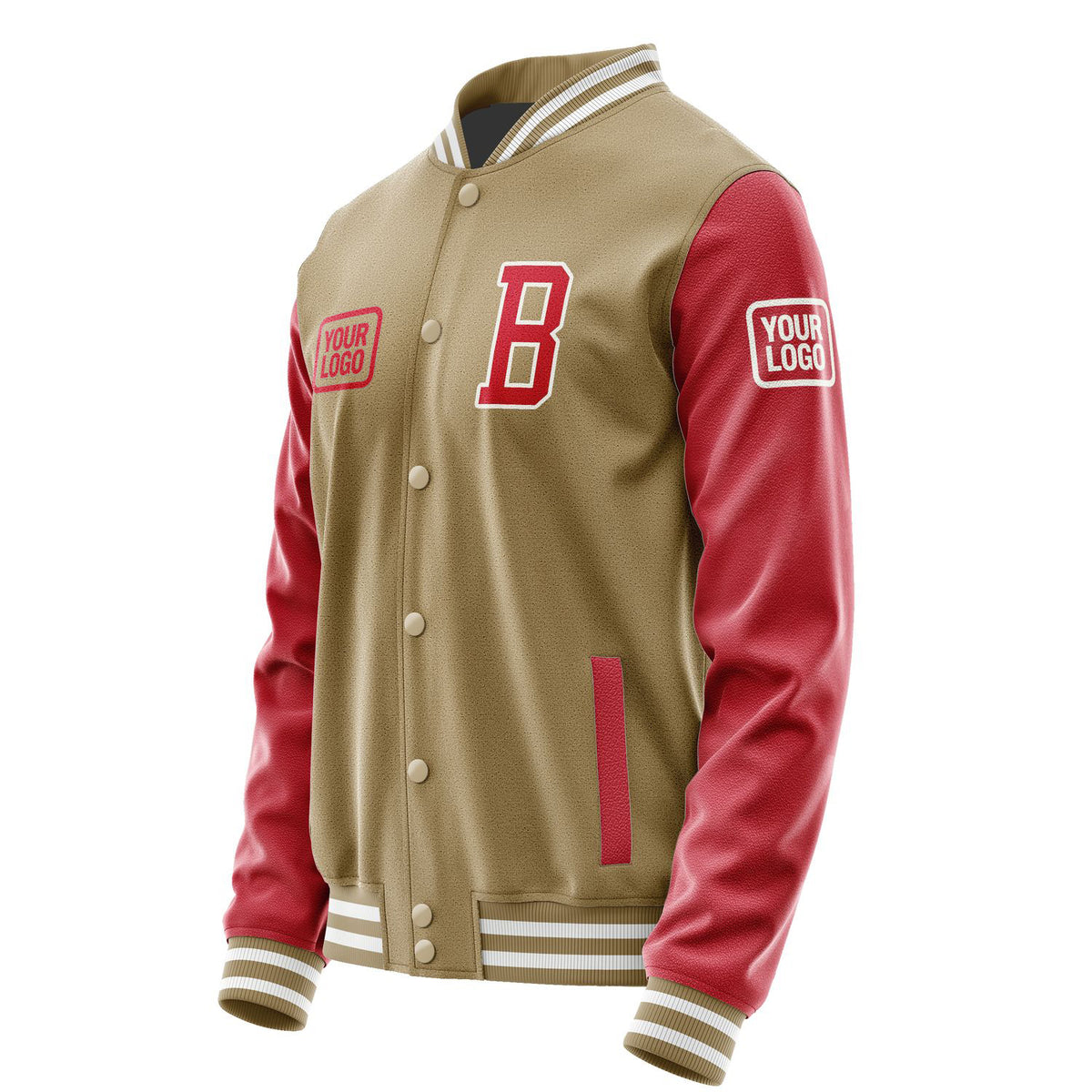 Custom Light Khaki Red Jacket JA252514251818141418