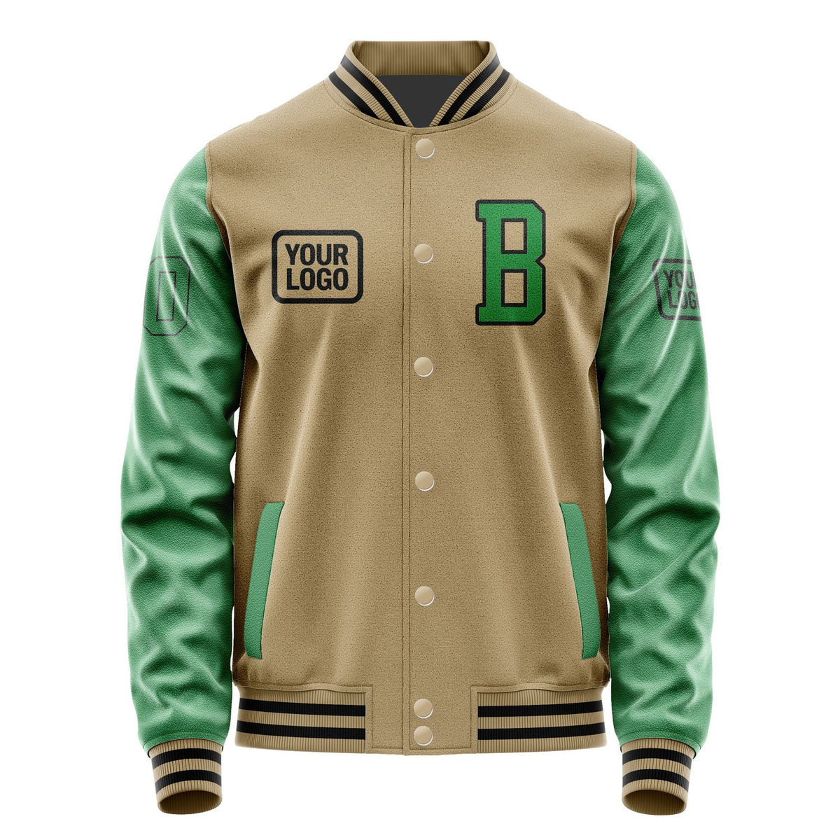 Custom Light Khaki Emerald Green Jacket JA252524251717242417