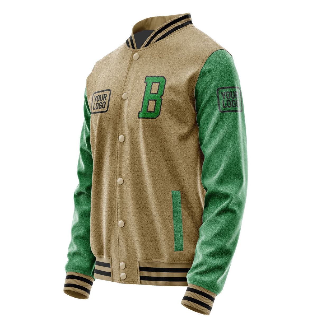 Custom Light Khaki Emerald Green Jacket JA252524251717242417