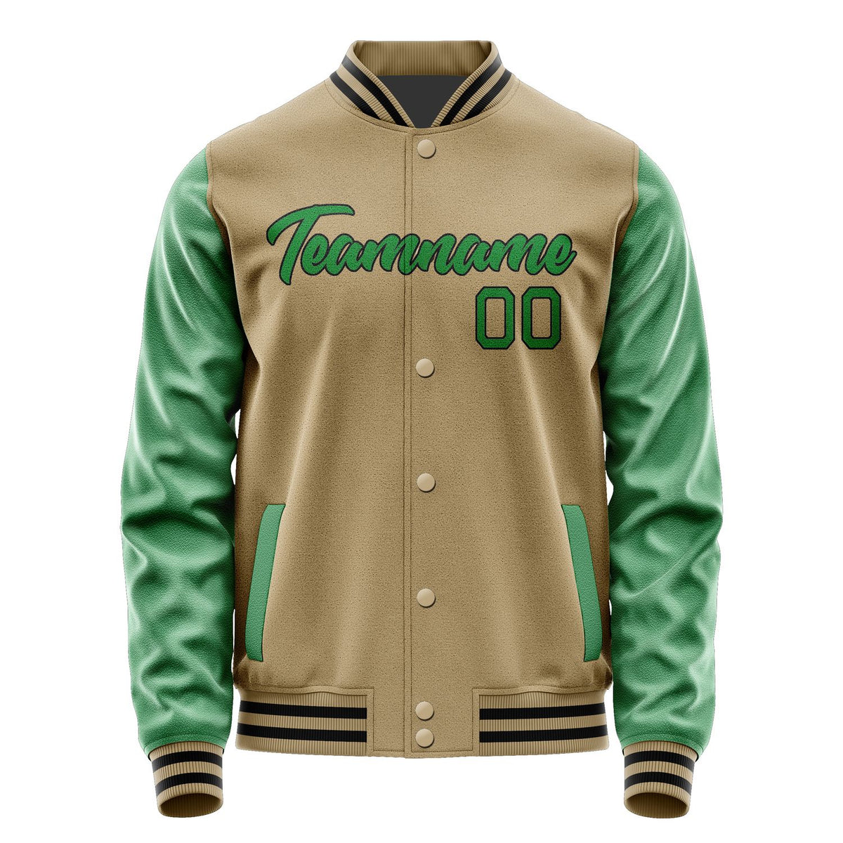 Custom Light Khaki Emerald Green Jacket JA2525242517B21724