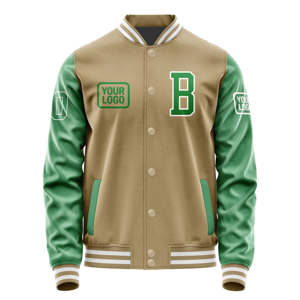 Custom Light Khaki Emerald Green Jacket JA252524251818242418