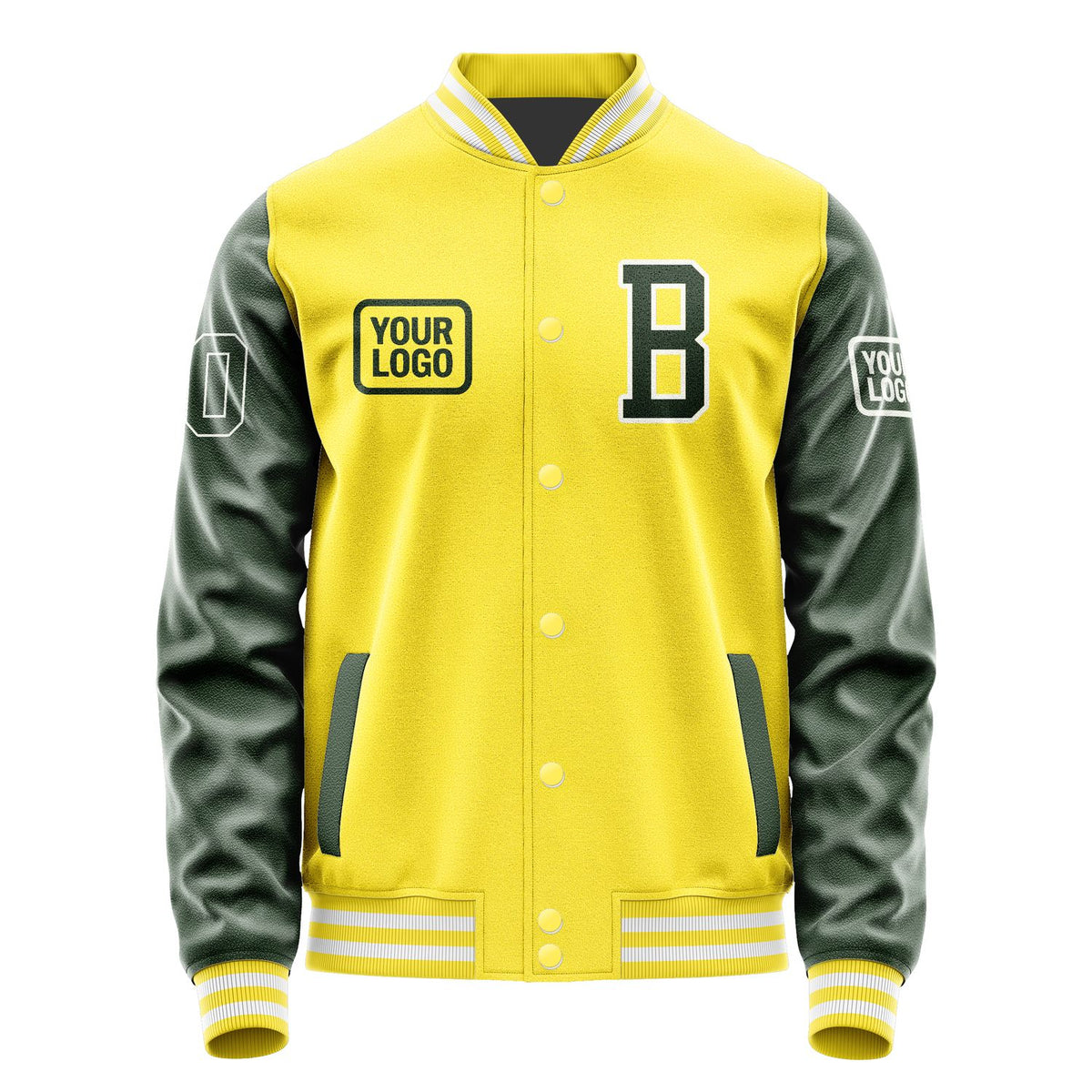 Custom Light Yellow Dark Green Jacket JA262606261818060618