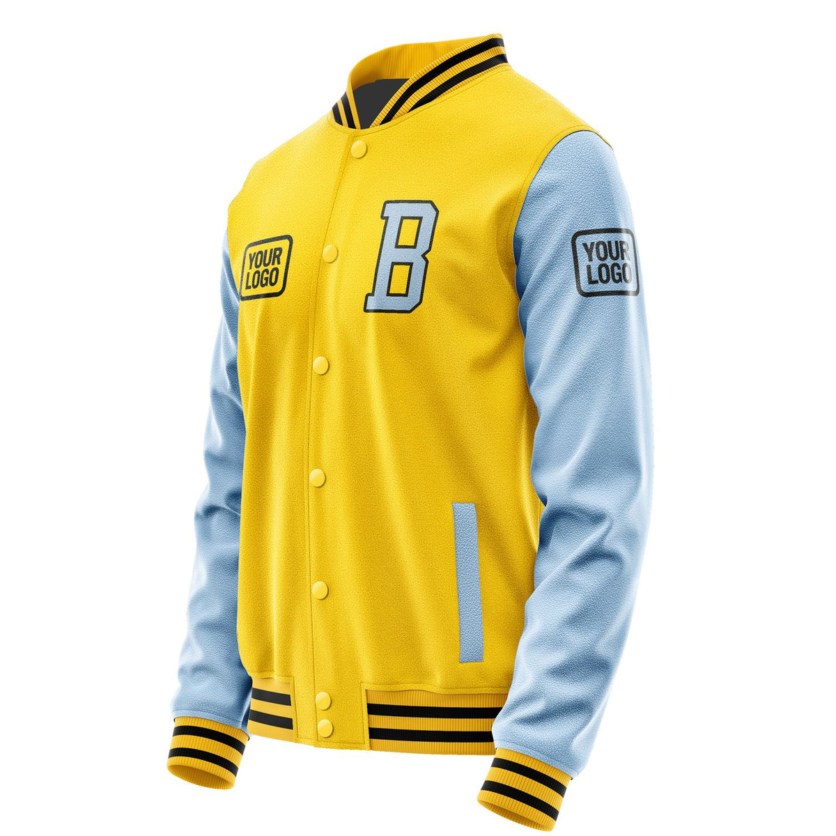 Custom Gold Light Blue Jacket JA303008301717080817