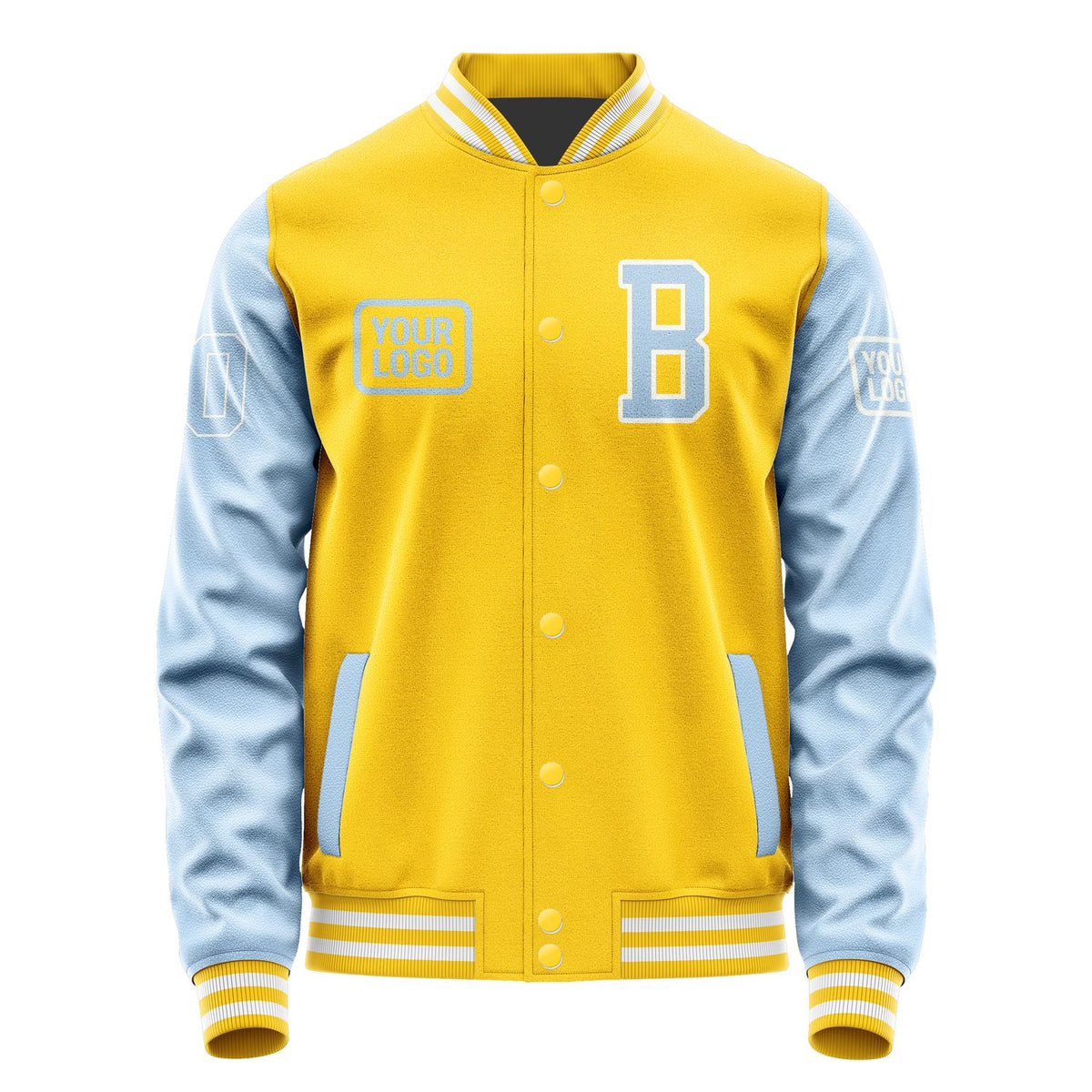 Custom Gold Light Blue Jacket JA303008301818080818