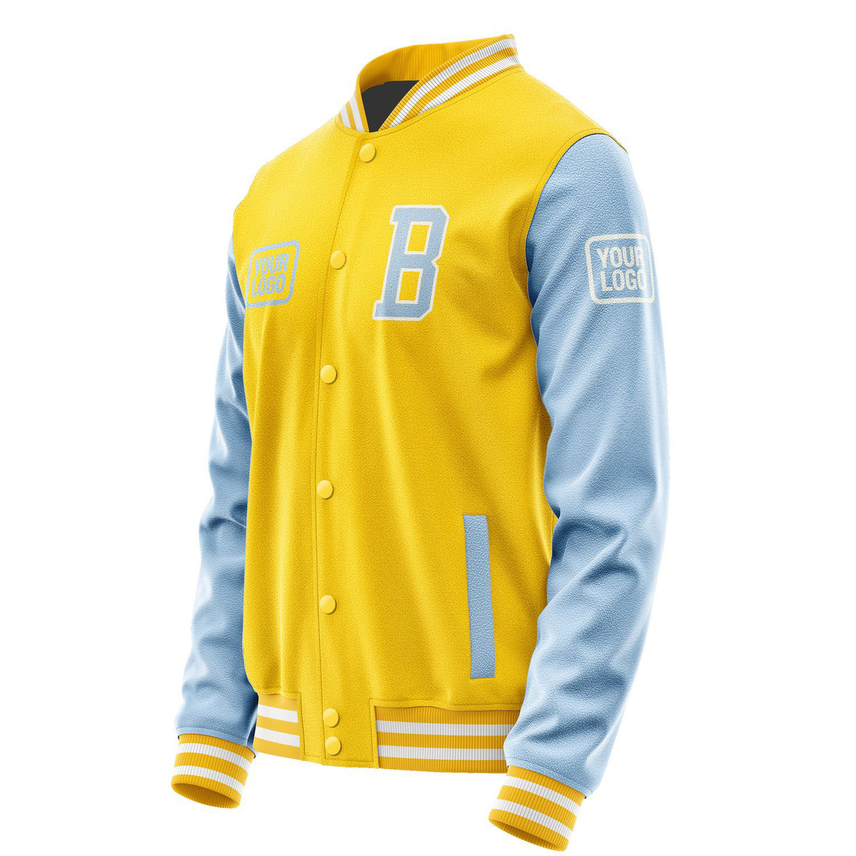 Custom Gold Light Blue Jacket JA303008301818080818