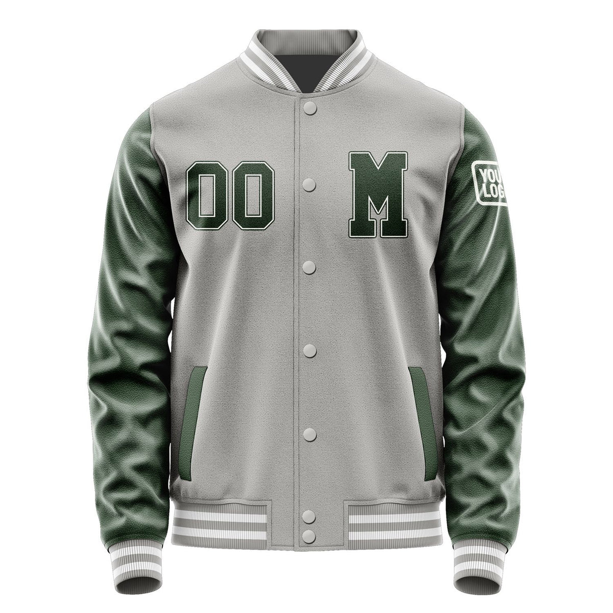 Custom Gray Dark Green Jacket Jb0404060418061818