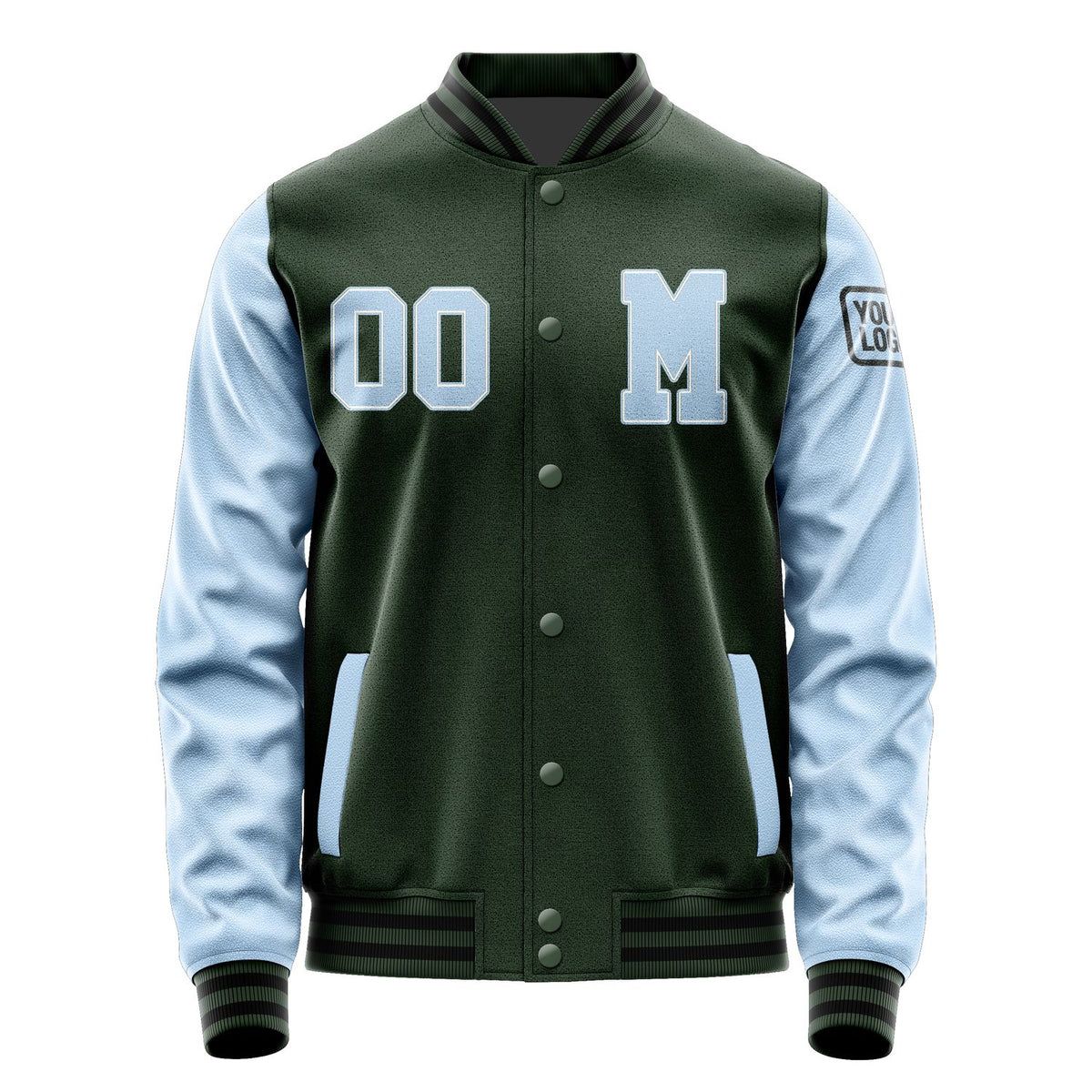 Custom Dark Green Light Blue Jacket Jb0606080617081817