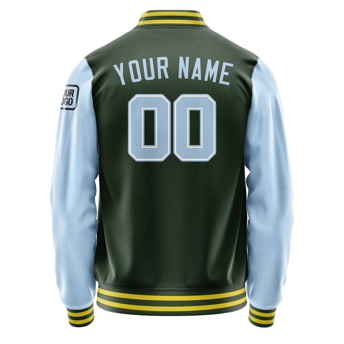 Custom Dark Green Light Blue Jacket Jb0606080626081817