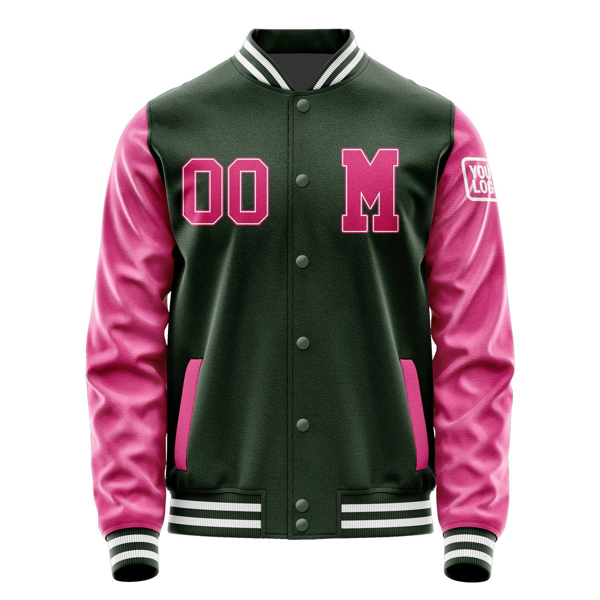 Custom Dark Green Pink Jacket Jb0606130618131818