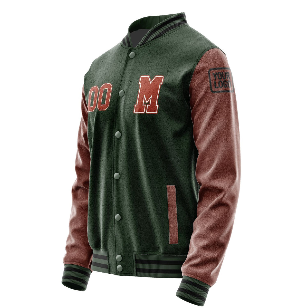 Custom Dark Green Coral Red Jacket Jb0606160617161817