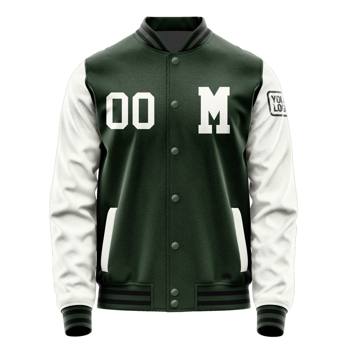 Custom Dark Green White Jacket Jb0606180617181817