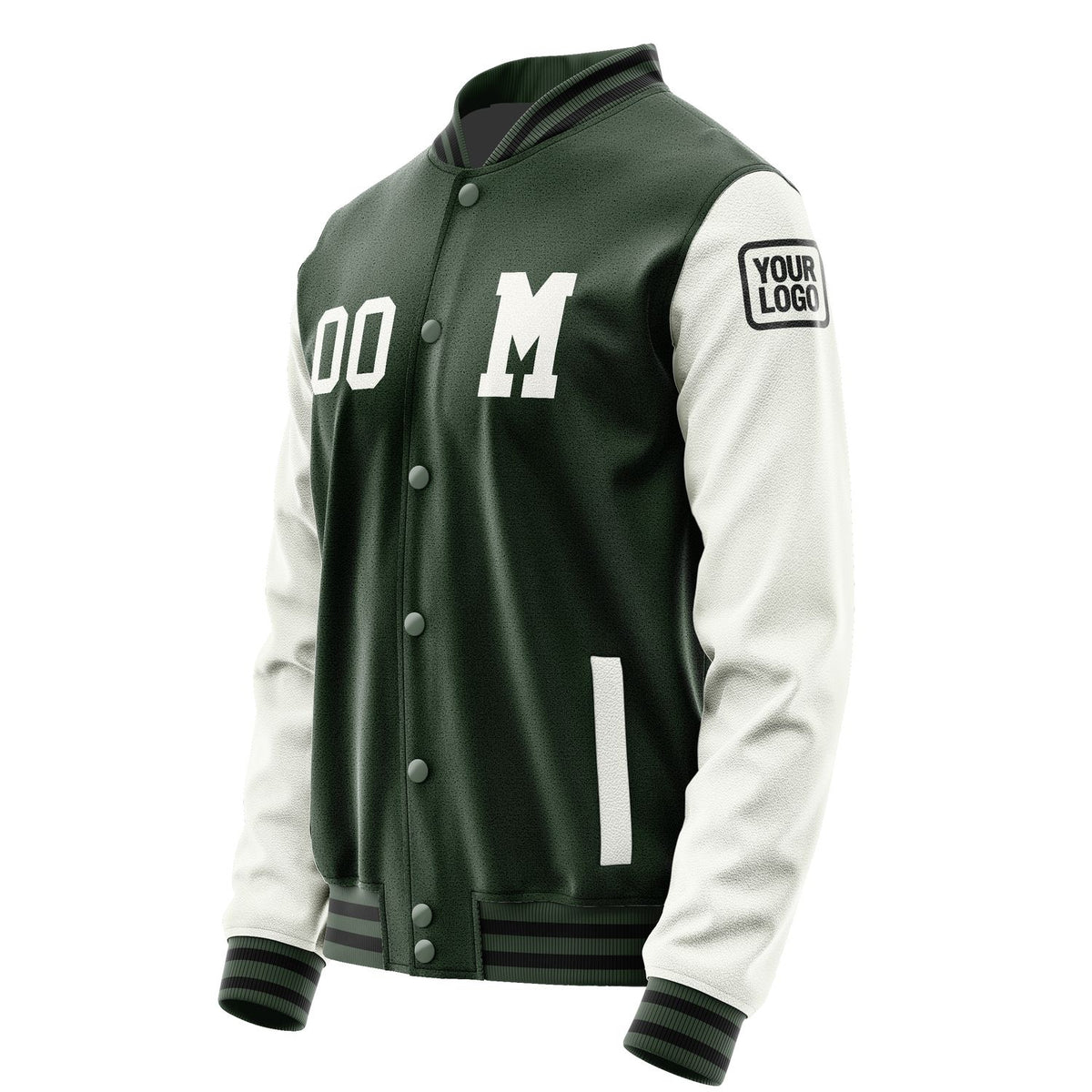 Custom Dark Green White Jacket Jb0606180617181817