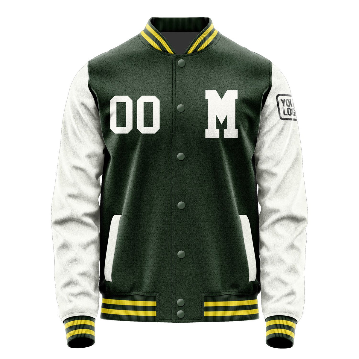 Custom Dark Green White Jacket Jb0606180626181817