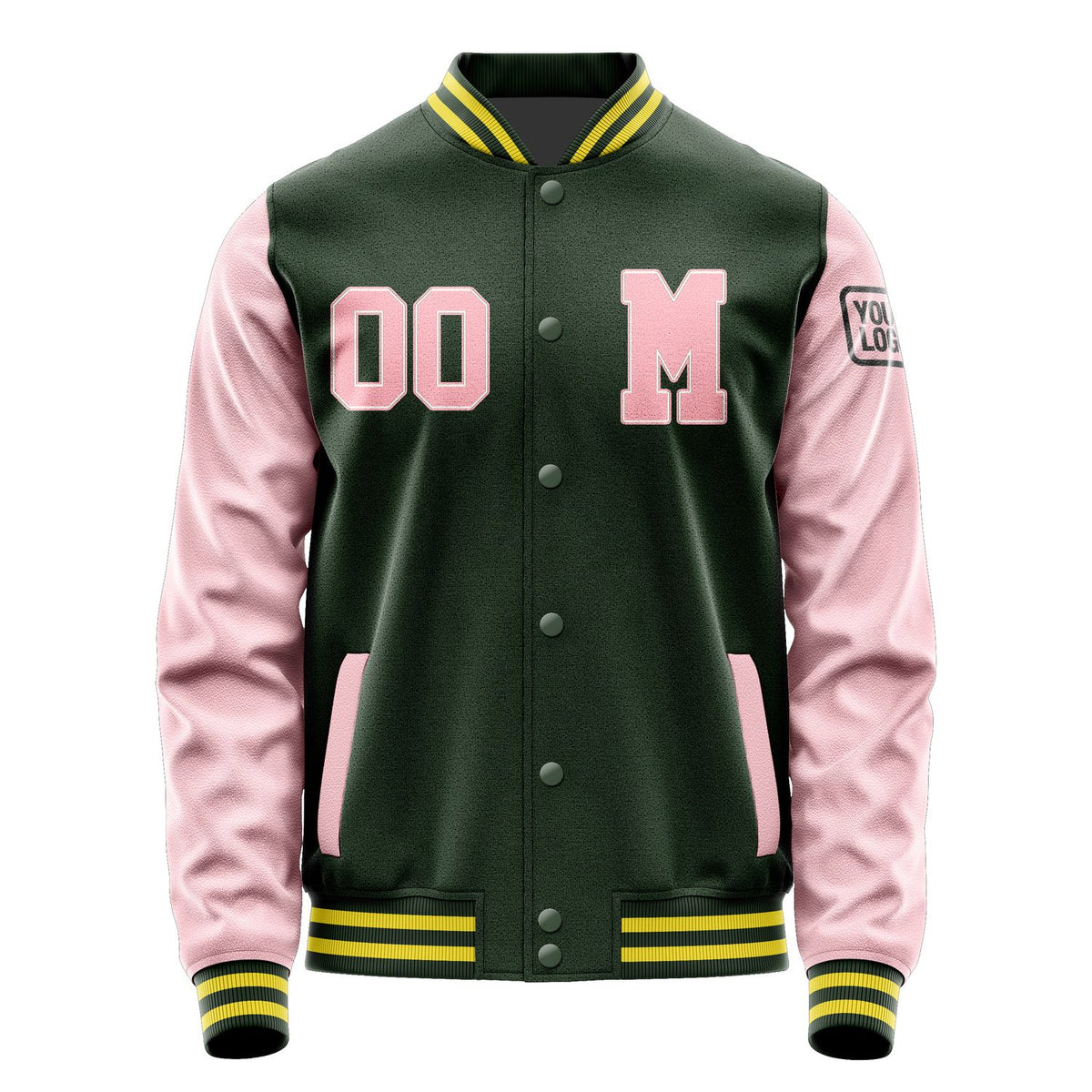 Custom Dark Green Light Pink Jacket Jb0606210626211817