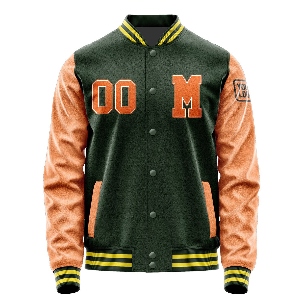 Custom Dark Green Orange Jacket Jb0606280626281817