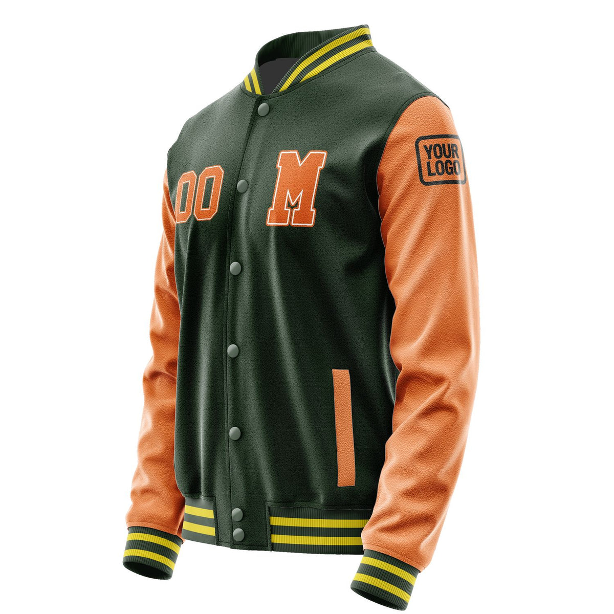 Custom Dark Green Orange Jacket Jb0606280626281817