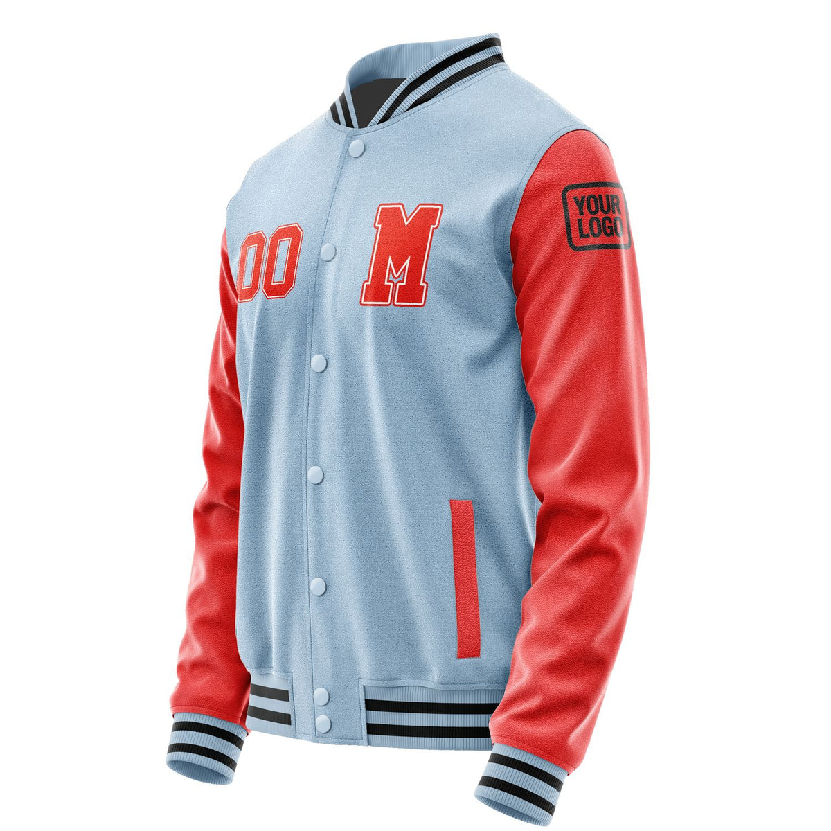 Custom Light Blue Orange Red Jacket Jb0808120817121817