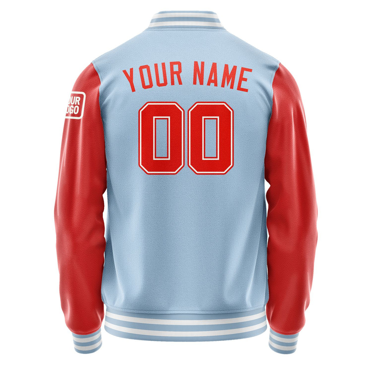 Custom Light Blue Orange Red Jacket Jb0808120818121818