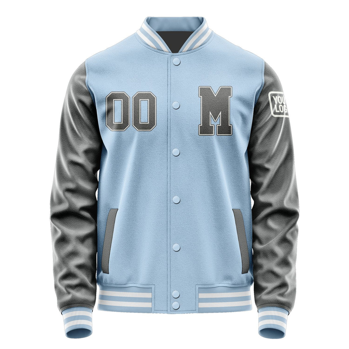 Custom Light Blue Dark Grey Jacket Jb0808200818201818