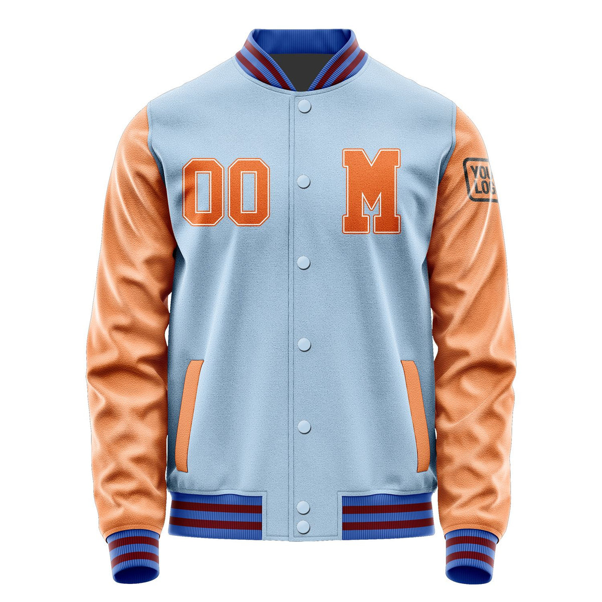 Custom Light Blue Orange Jacket Jb0808280915281817