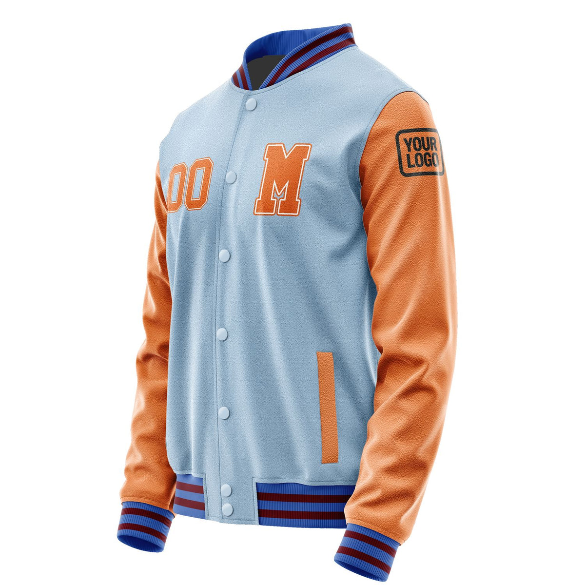 Custom Light Blue Orange Jacket Jb0808280915281817