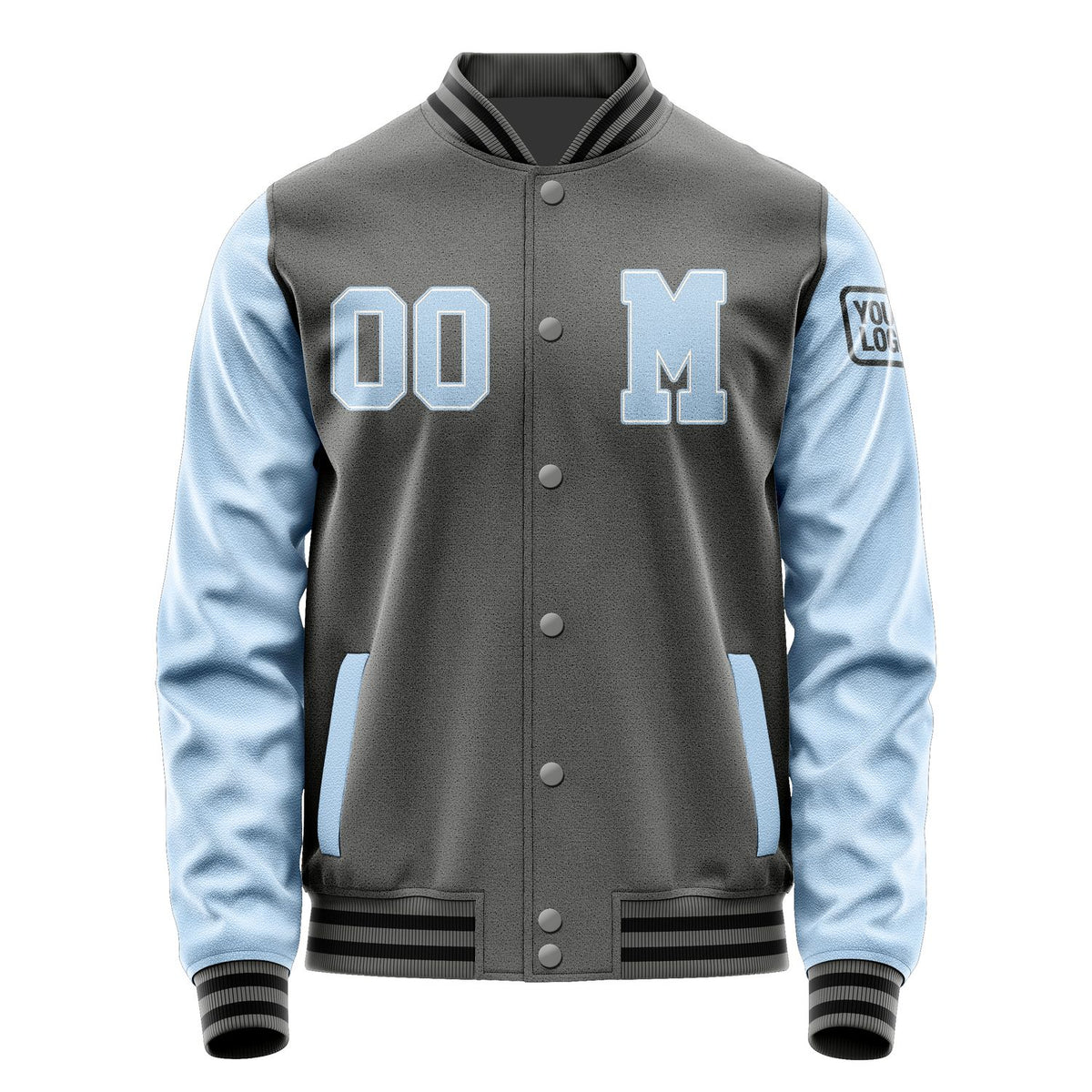 Custom Dark Grey Light Blue Jacket Jb2020082017081817