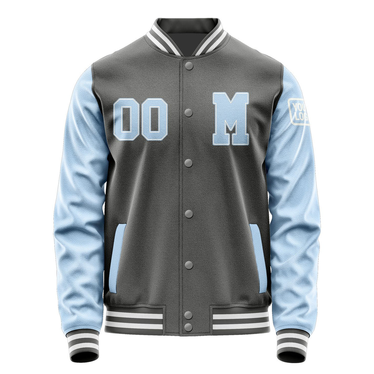 Custom Dark Grey Light Blue Jacket Jb2020082018081818