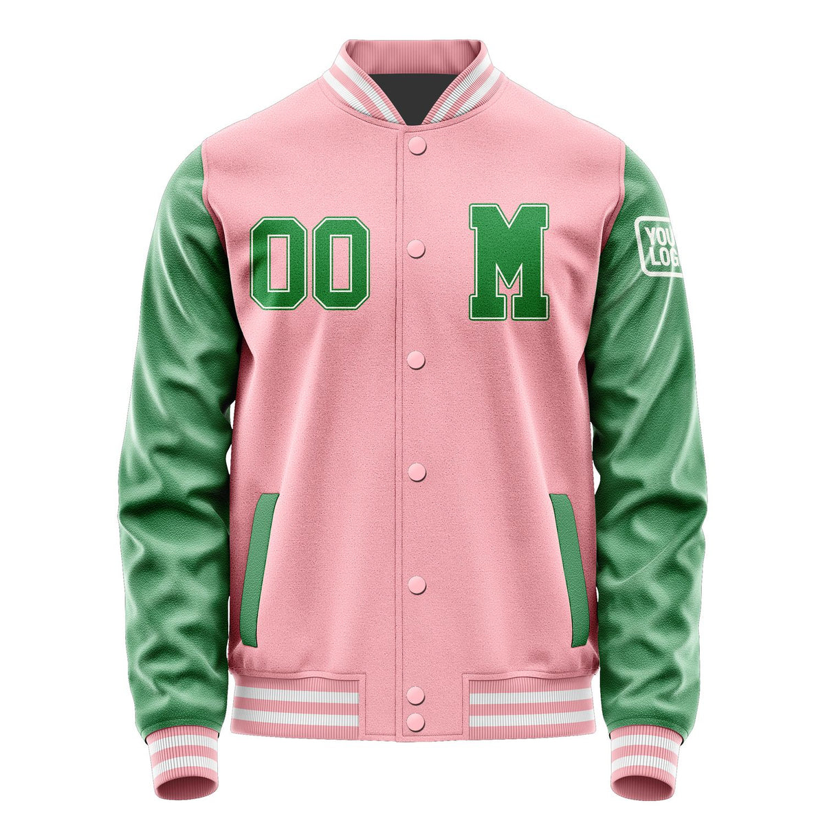 Custom Light Pink Emerald Green Jacket Jb2121242118241818