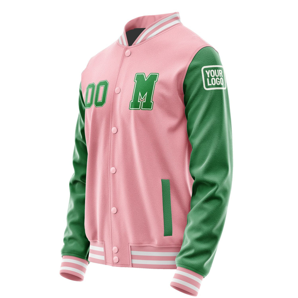 Custom Light Pink Emerald Green Jacket Jb2121242118241818