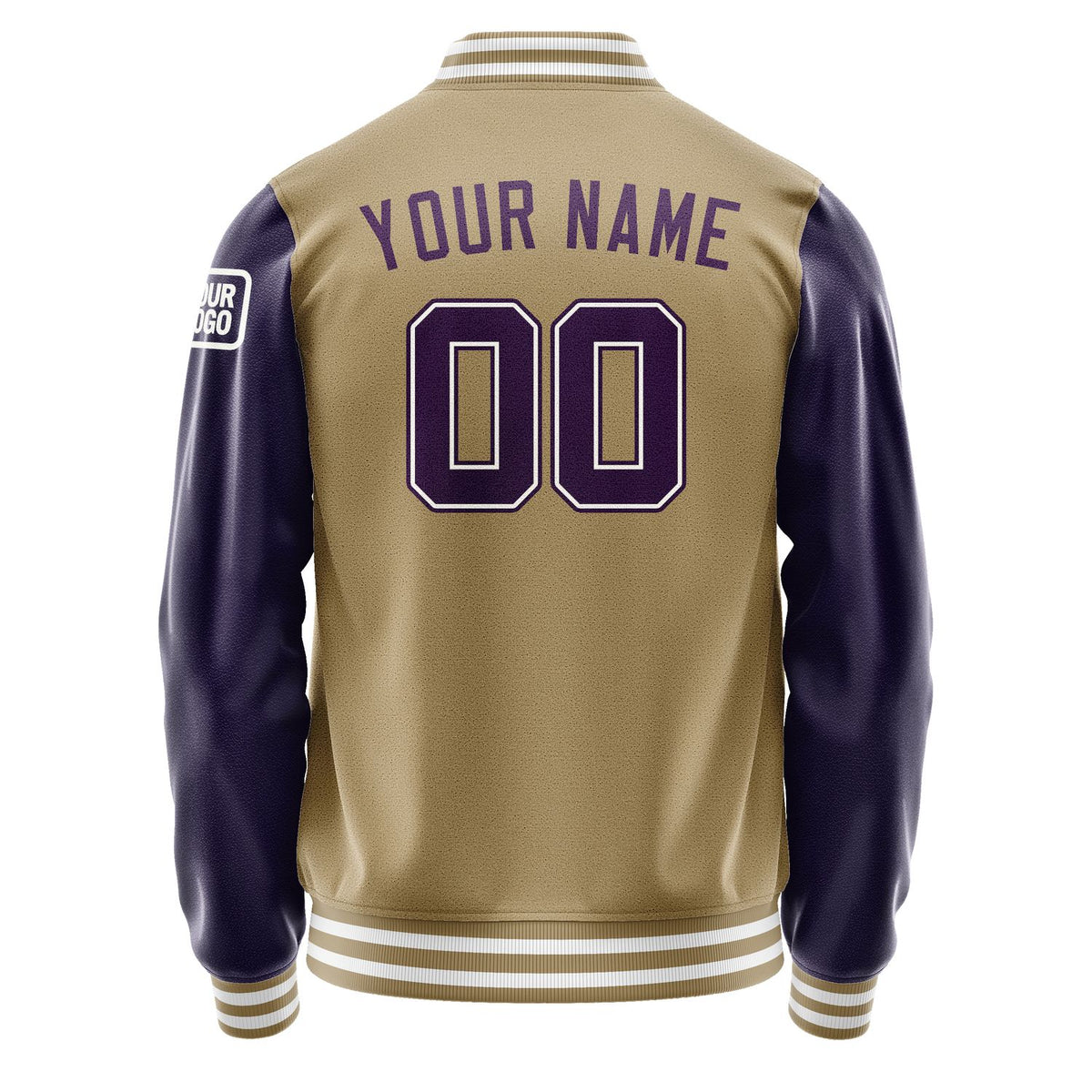 Custom Light Khaki Purple Jacket Jb2525072518071818