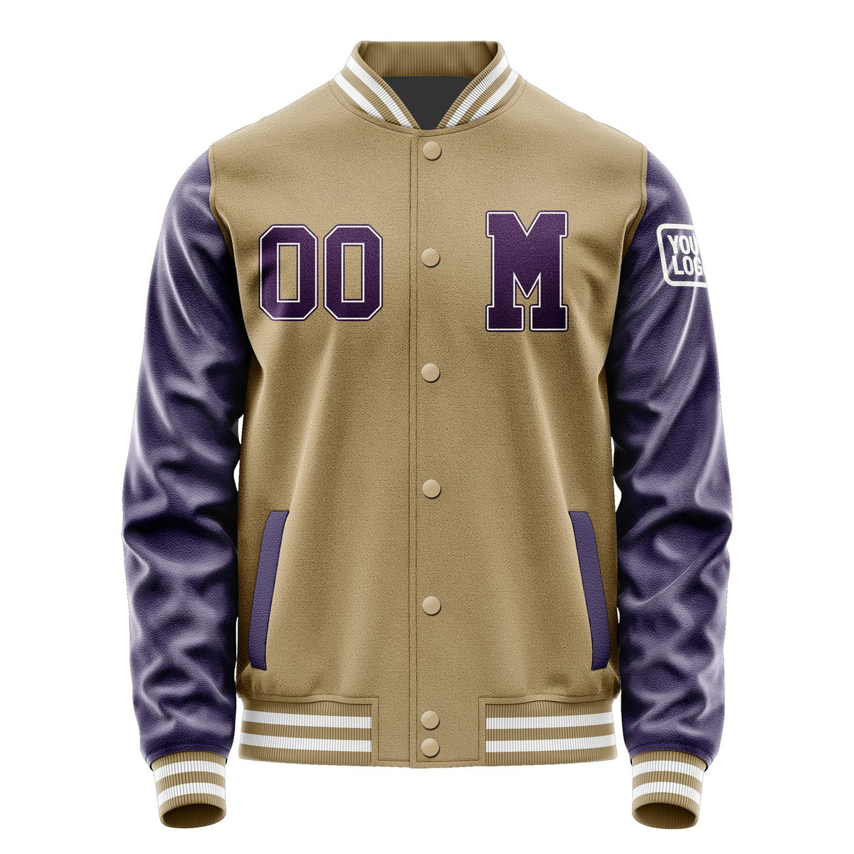 Custom Light Khaki Purple Jacket Jb2525072518071818