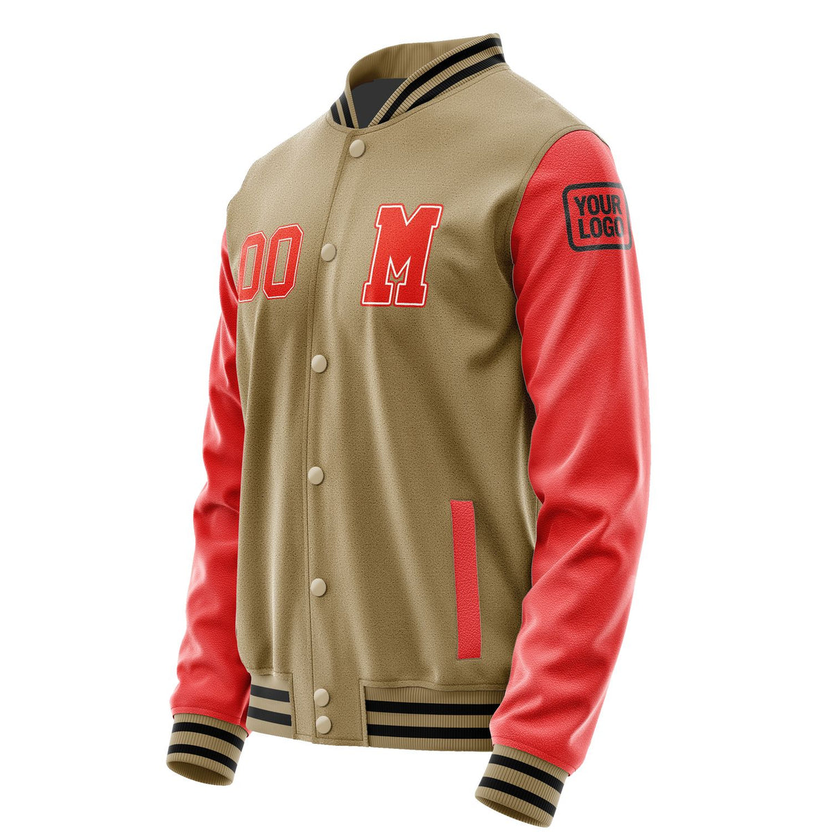 Custom Light Khaki Orange Red Jacket Jb2525122517121817