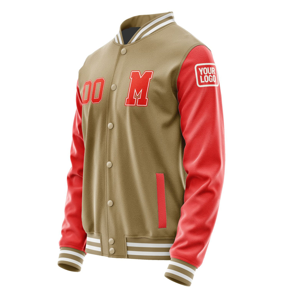 Custom Light Khaki Orange Red Jacket Jb2525122518121818