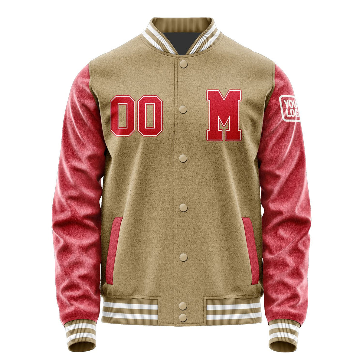 Custom Light Khaki Red Jacket Jb2525142518141818