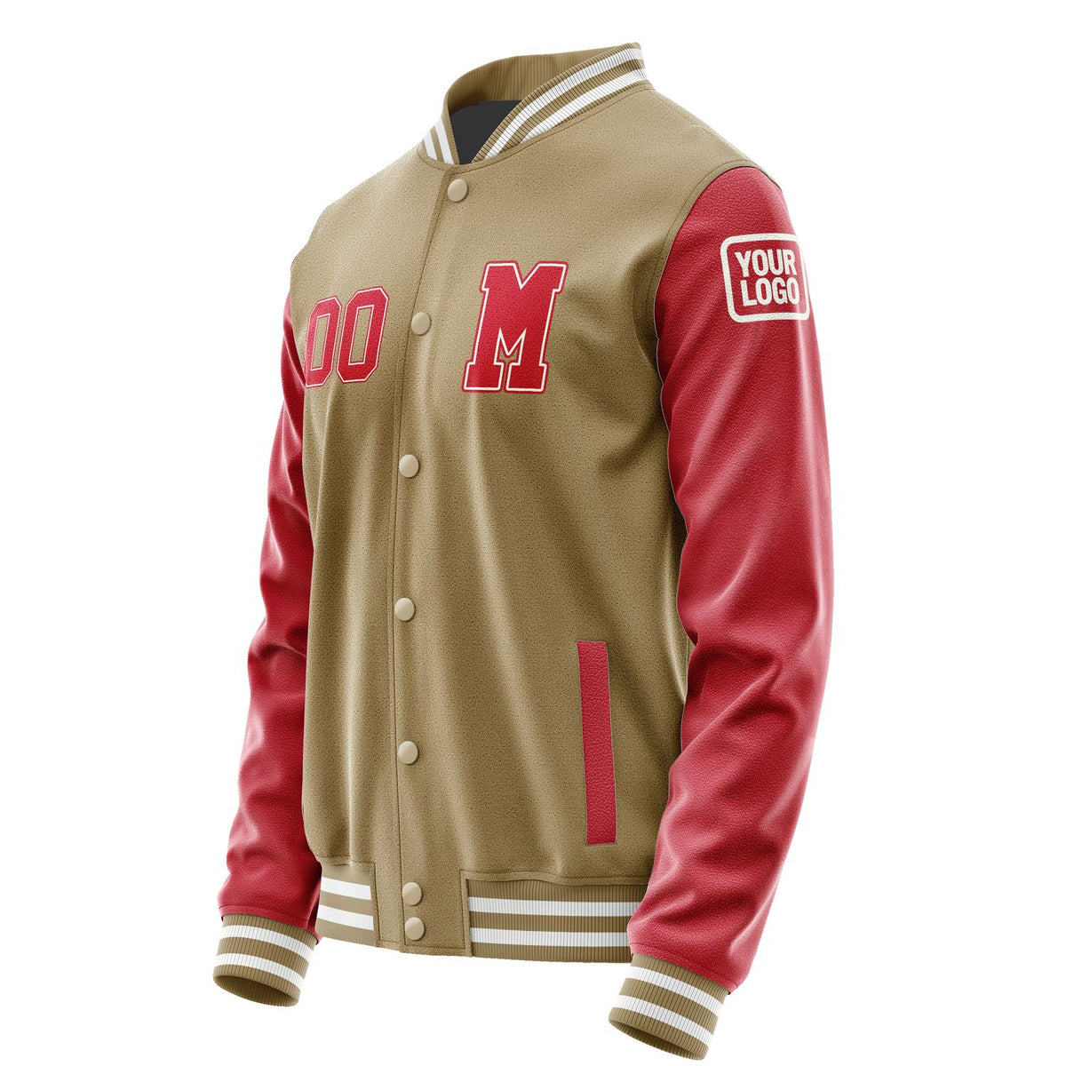 Custom Light Khaki Red Jacket Jb2525142518141818