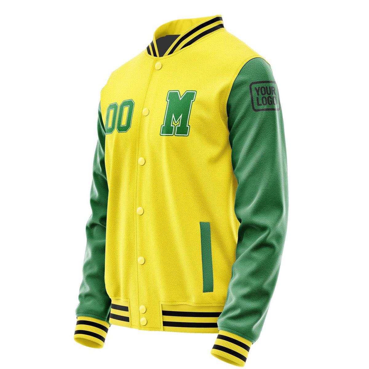 Custom Light Yellow Emerald Green Jacket Jb2626242617241817