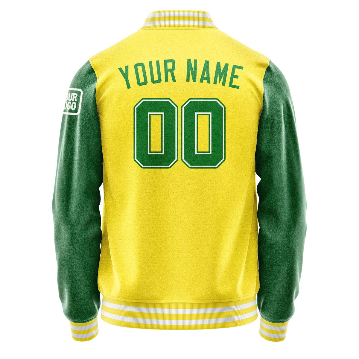 Custom Light Yellow Emerald Green Jacket Jb2626242618241818