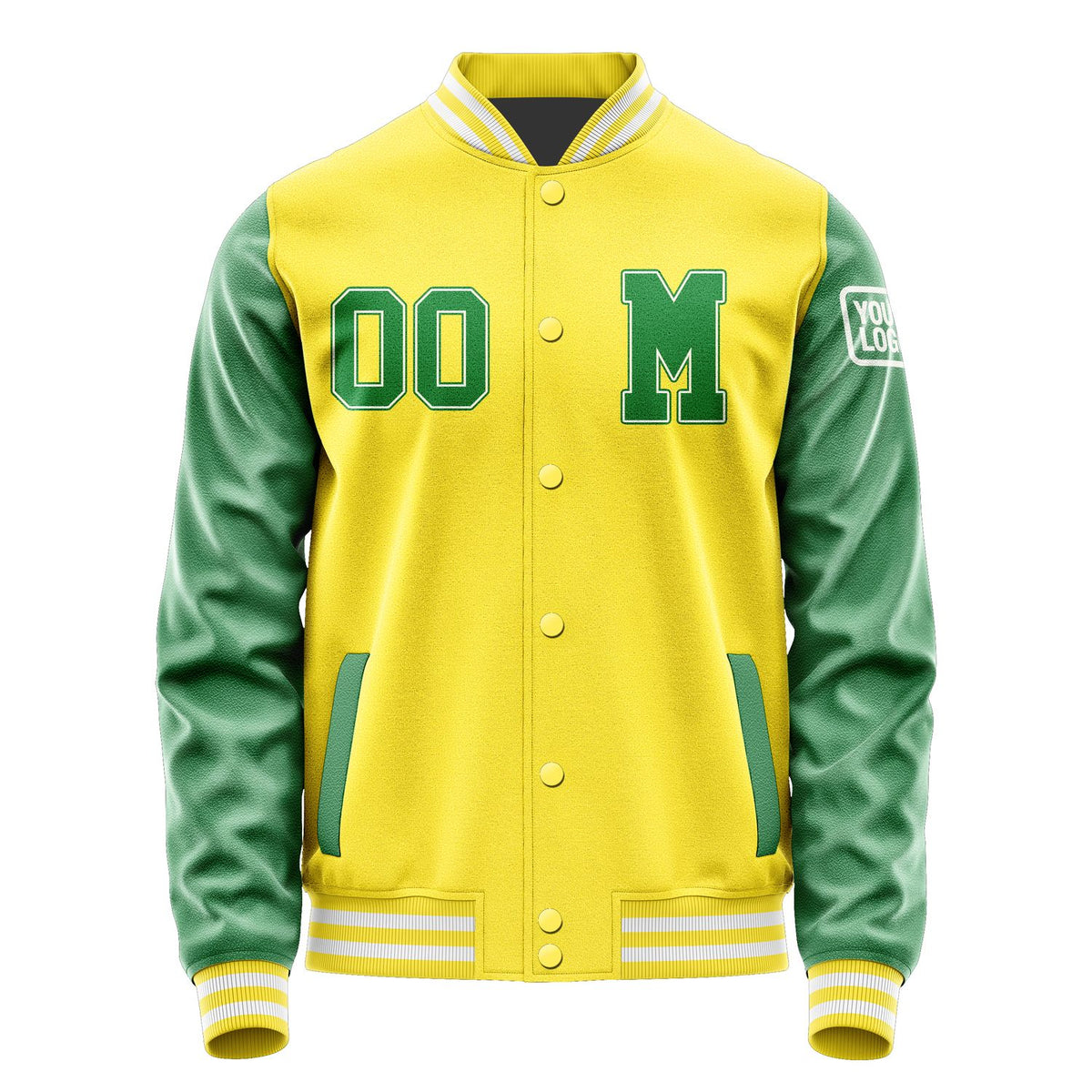 Custom Light Yellow Emerald Green Jacket Jb2626242618241818