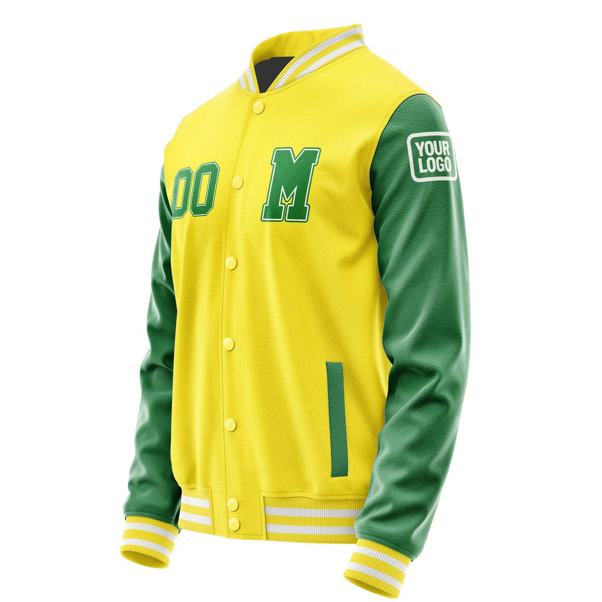 Custom Light Yellow Emerald Green Jacket Jb2626242618241818